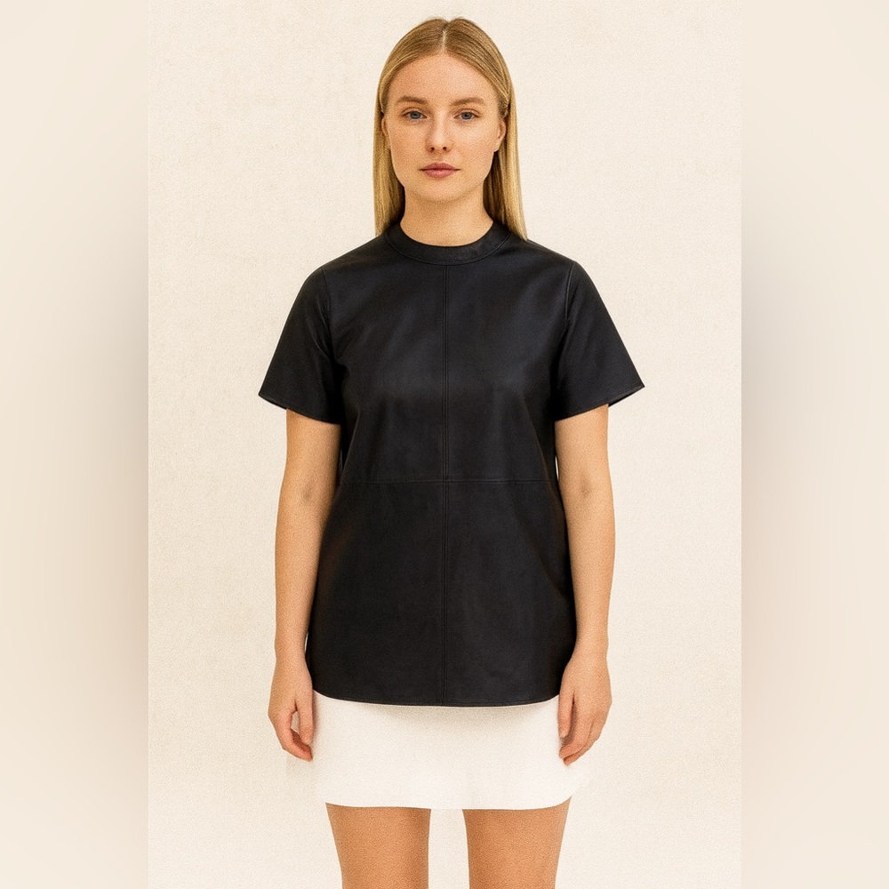 Givenchy black leather blouse size 38